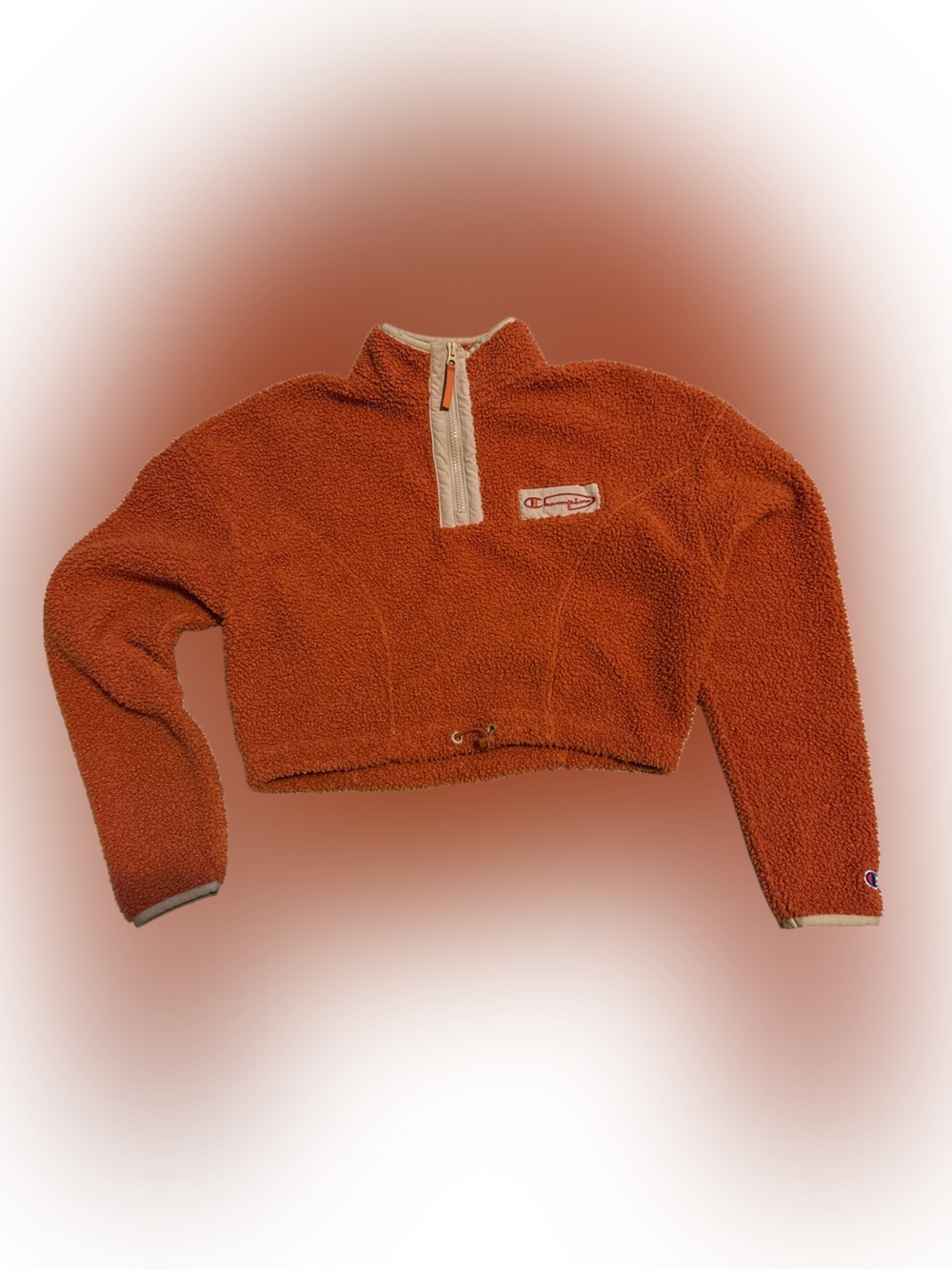 Champion Orange Sherpa Zip-Up Pullover with Contrast Trim